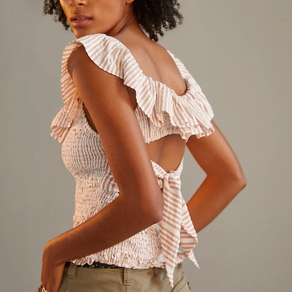 Anthropologie Ruffle Smocked Blouse